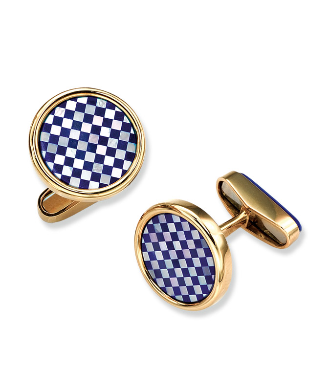 Floating Lapis and Mother of Pearl Checkered Cufflinks