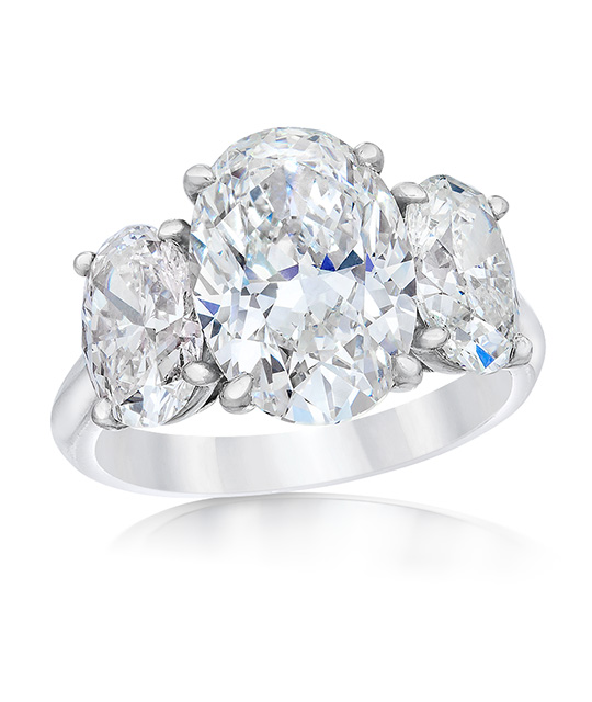 Three-Stone Oval Diamond Ring
