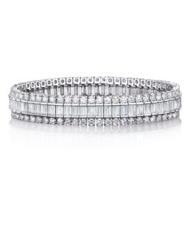 Baguette and Round Brilliant Diamond Bracelet