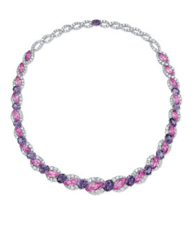 Pink and Purple Sapphire and Diamond Necklace