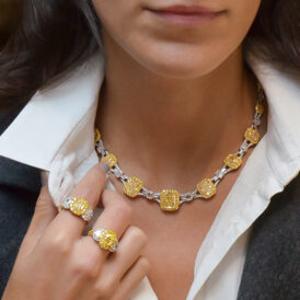Fancy Yellow and White Diamond Necklace