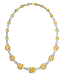 Fancy Yellow and White Diamond Necklace