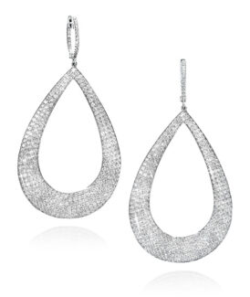 Micro-Pavé Diamond Pendant Hoop Teardrop Earrings