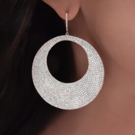 Micro-Pavé Diamond Round Hoop Earrings