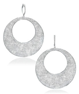 Micro-Pavé Diamond Round Hoop Earrings