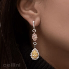 Fancy Pink and Yellow Diamond Drop Earrings
