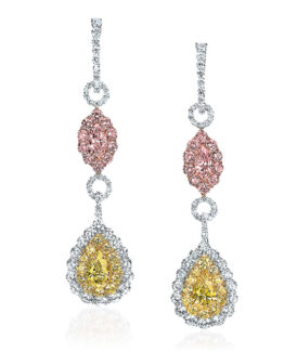 Fancy Pink and Yellow Diamond Drop Earrings