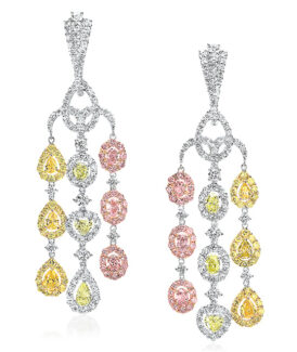 Fancy Color Diamond Waterfall Chandelier Earrings