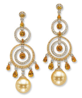 Golden Pearl Chandelier Earrings