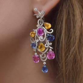 Sapphire Swirl Drop Earrings