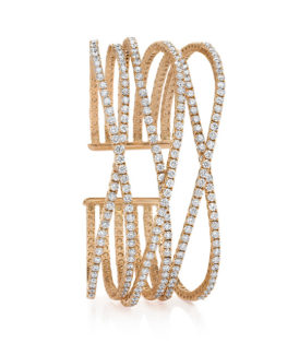 Rose Gold Diamond Crossover Cuff Bracelet