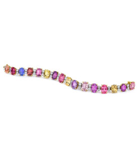 White and Yellow Gold Multi-Color Sapphire Bracelet