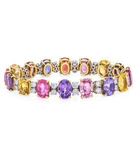 White and Yellow Gold Multi-Color Sapphire Bracelet