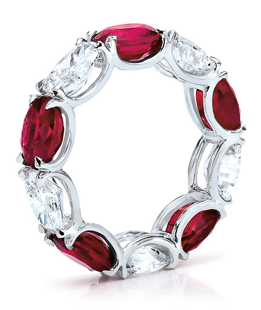 Oval Ruby and Diamond Eternity Band