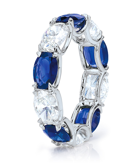Oval Sapphire and Diamond Eternity Band