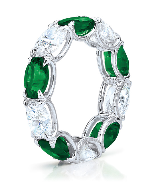 Oval Emerald and Diamond Eternity Band – Special Order