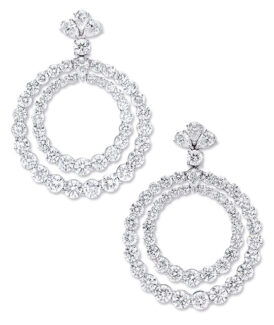 Large Diamond Double Circle Drop Earrings