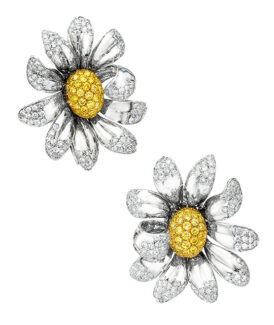 White Gold and Diamond Flower Earrings