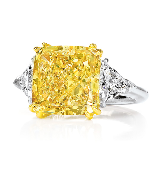 intense yellow radiant cut diamond ring