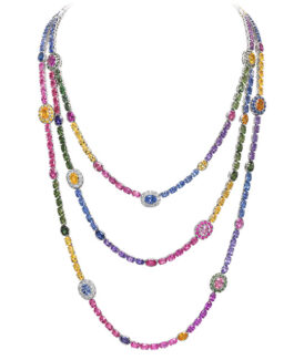 Rainbow Sapphire Three Row Necklace