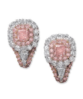 Fancy Pink and White Diamond Earrings