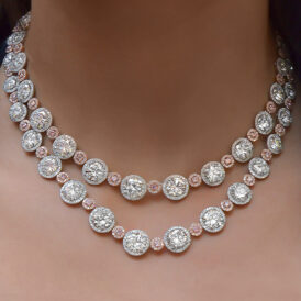 Fancy Pink and White Diamond Necklace
