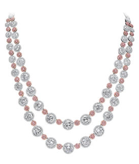 Fancy Pink and White Diamond Necklace