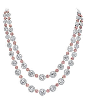 Fancy Pink and White Diamond Necklace