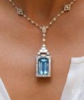 8-85-31 Aquamarine and Diamond Pendant Necklace