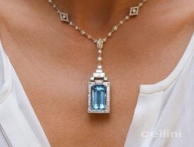 Aquamarine and Diamond Pendant Necklace