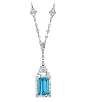Aquamarine and Diamond Pendant Necklace