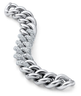 White Gold Diamond Cable Link Bracelet