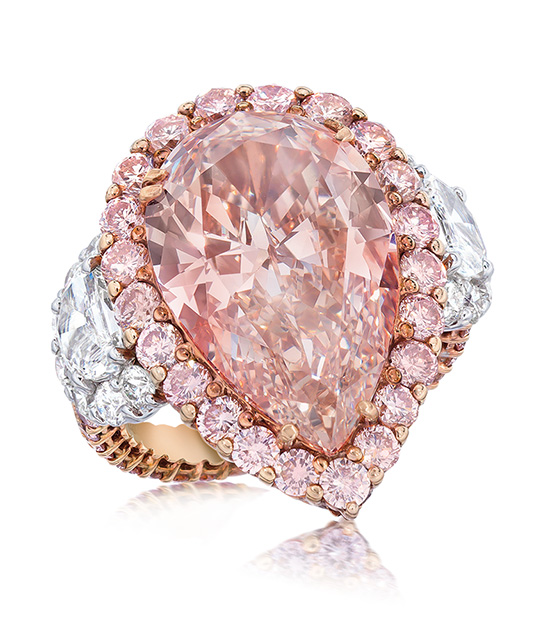 Natural Fancy Pink Pear-Shaped Diamond Ring