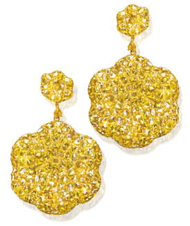 Yellow Diamond Flower Earrings