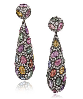 Multi-Color Sapphire Teardrop Earrings