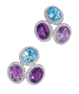 Amethyst and Blue Topaz Cluster Earrings