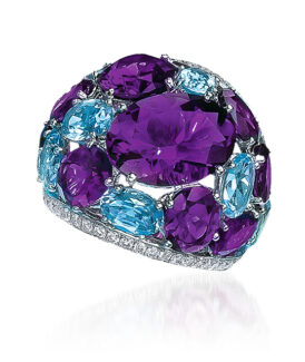 Amethyst and Blue Topaz Ring