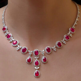 Ruby and Diamond Drop Necklace