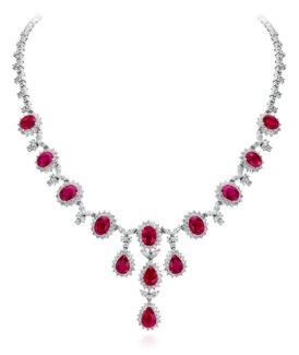 Ruby and Diamond Drop Necklace