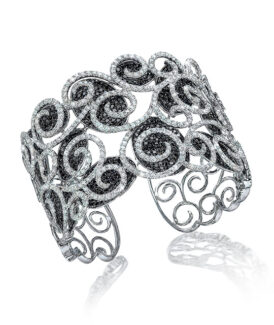 Black and White Diamond Scroll Cuff