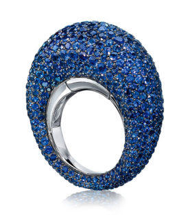Blue Sapphire Pavé Dome Ring