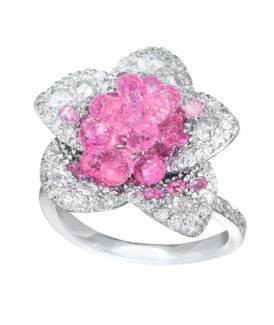 Pink Sapphire Briolette Blossom Ring