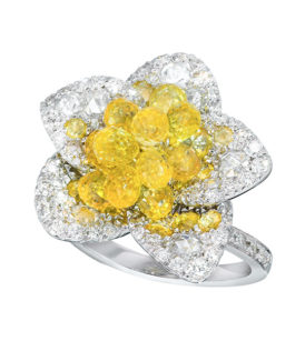 Yellow Sapphire Briolette Blossom Ring