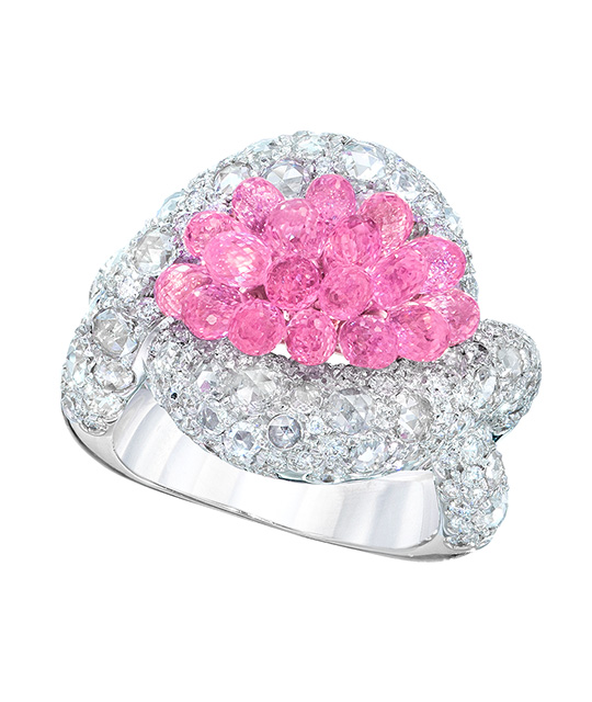 Pink Sapphire Briolette Braid Ring