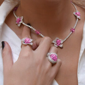 Pink Sapphire Briolette Blossom Ring