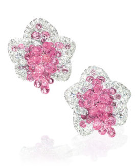 Pink Sapphire Briolette Flower Earrings