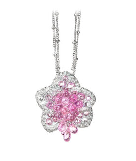 Pink Sapphire Briolette Flower Pendant