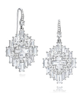 White Sapphire and Diamond Navajo Geometric Earrings