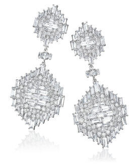 White Sapphire and Diamond Geometric Earrings