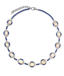 Cabochon Moonstone and Sapphire Necklace